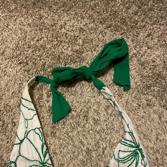 Green And White Vanity Women’s Small Halter Tank - Picture 3 of 7